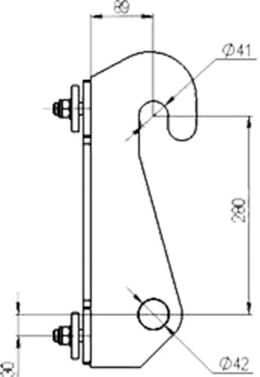 Technische Zeichnung: Düvelsdorf Anschraubplatte D-Lock, D-Lock S, Schäffer hydraulisch 42 mm (660 mm)