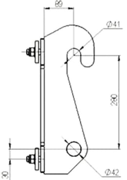 Technische Zeichnung: Düvelsdorf Anschraubplatte D-Lock, Schäffer hydraulisch 42 mm (860 mm)