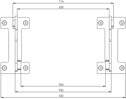 Technische Zeichnung: Düvelsdorf Anschraubplatte D-Lock, D-Lock S, Schäffer hydraulisch 34 mm (650 mm)