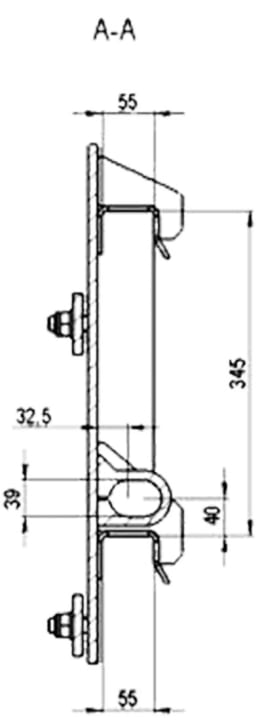 Technische Zeichnung: Düvelsdorf Anschraubplatte D-Lock, D-Lock S, Schäffer Platte