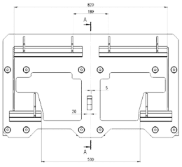 Technische Zeichnung: Düvelsdorf Anschraubplatte D-Lock, D-Lock S, Schäffer Platte