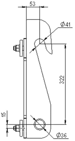 Technische Zeichnung: Düvelsdorf Anschraubplatte D-Lock, D-Lock S, Weidemann 36 mm (660 mm)