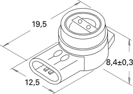 Technische Zeichnung: Herth + Buss Kabelverbinder mit Gel, 3-polig, Kabel 0,13 – 0,35 mm², rot, 50 252 591