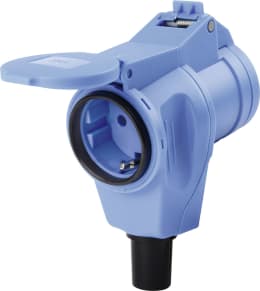 Produktbild: Herth + Buss CEE-Kupplung, 230 V, 16 A, 3-polig, blau, mit Deckel, Schutzkontakt, Zugentlastung