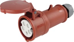 Produktbild: Herth + Buss CEE-Kupplung, 400 V, 16 A, 32 A, 5-polig, rot, mit Knickschutz, Zugentlastung, Deckel