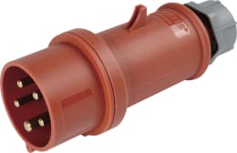 Produktbild: Herth + Buss CEE-Stecker, 400 V, 16 A, 32 A, 5-polig, rot, mit Knickschutz, Zugentlastung, für Nutzfahrzeuge