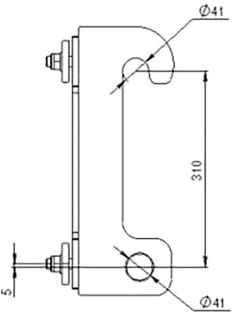 Technische Zeichnung: Düvelsdorf Anschraubplatte D-Lock, D-Lock S, Giant 562 mm