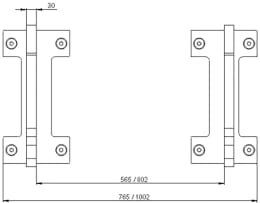 Technische Zeichnung: Düvelsdorf Anschraubplatte D-Lock, D-Lock S, Giant 562 mm