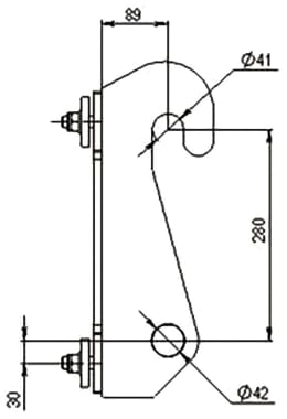 Technische Zeichnung: Düvelsdorf Anschraubplatte D-Lock für Radlader Kramer 312 – 950