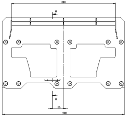 Technische Zeichnung: Düvelsdorf Anschraubplatte D-Lock, D-Lock S, Striegel Platte