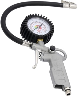 Produktbild: Airpress Reifenfüllprüfer, 0 bis 12 bar, 1/4 IG unten, vertikales Manometer, doppelte Skala (bar/psi)