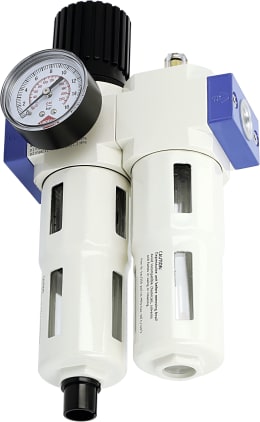 Produktbild: Airpress Wartungseinheit 1/2 AG, Ansaugleistung 2.620 l/min, vertikales Manometer, doppelte Skala (Bar/PSI)