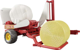 Produktbild: Bruder® Modell McHale Ballenwickler mit schwarzem und ockerbraunem Rundballen 1:16