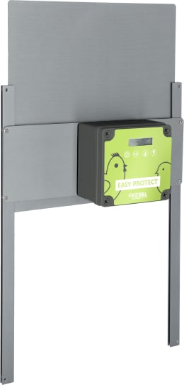 Produktbild: KERBL Hühnerklappe Easy Protect 28,5 x 25 cm Set mit Steuerung und Schienen für Geflügelställe, grau, 70590