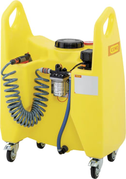 Produktbild: Cemo Bewässerungsanlage Aqua 130 l, gelber Kunststofftank mit Elektropumpe und Spiralschlauch