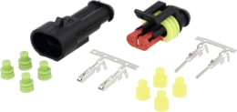 Set: Fendt Steckgehäuse AMP 2-polig, für Beleuchtung Feldhäcksler Katana, Kompressor Traktor Farmer, Favorit, Geräteträger