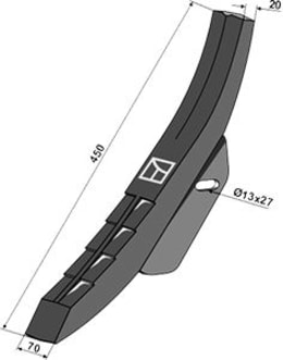 Technische Zeichnung: Industriehof® Scharspitze 450 x 70 x 20 mm, für Tiefenlockerer Gaspardo, Maschio