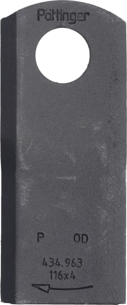 Produktbild: Pöttinger Kreiselmäherklinge Durastar 116 x 48 x 4 mm rechts, gedreht, für Mähwerrk Novacat, 434.963