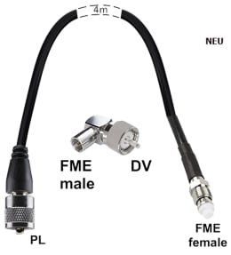 Produktbild: albrecht MIDLAND® Antennenkabel 4 m für Antennen mit DV-Buchse, PL (male) auf FME (female) Kabel