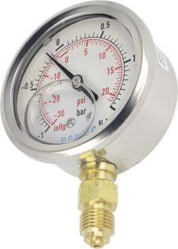 Produktbild: Glyzerin-Manometer -1 bis 1,5 bar, Anschluss 1/4 AG unten, Ø außen 63 mm