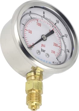 Produktbild: Glyzerin-Manometer, Anschluss 1/4 AG unten, Ø außen 63 mm