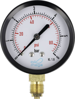 Produktbild: Manometer 0 bis 6 bar Trocken, Anschluss 1/4 AG unten, Ø außen 63 mm