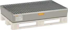 Produktbild: Cemo Auffangwanne 140 l, B x H x T: 120 x 23,5 x 80 cm, Paletten, Arretierungsnocken, Stahlgitterrost