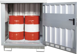 Produktbild: BAUER® SÜDLOHN Gefahrstoffdepot GD-E 2 für zwei 200 Liter-Fässer, mit Gitterrost