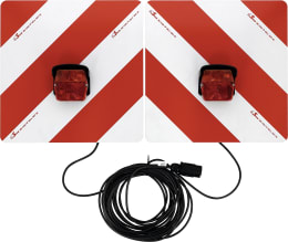 Produktbild: Warntafelsatz Folie Typ 1 links/rechts 423 x 423 mm rot, weiß, einseitig, Schlussleuchte, 7-polig