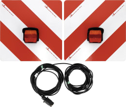 Produktbild: Warntafel Folie Typ 1 links/rechts 423 x 423 mm rot, weiß, einseitig beklebt, LED-Schlussleuchte ROM IV