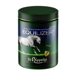 Produktbild: St. Hippolyt Equilizer dopingfreies Zusatzfutter mit Wirkstoffen für nervöse Pferde 1 kg Dose