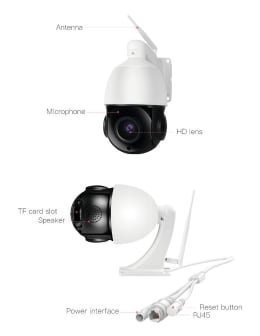 Set: IP-Kamera 360 ° für die Überwachung von Innen- und Außenbereichen