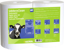 Produktbild: KERBL Euterpapier UdderoClean 230 x 220 mm 2 Rollen/800 Blatt, ohne Kartonkern, 15787