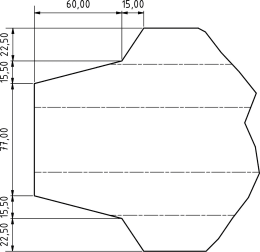 Technische Zeichnung: Führungsleiste 2.350 x 98/46 x 34 mm x 2 mm für Mengele: LW, LAW, DT