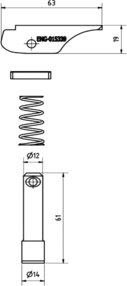 Technische Zeichnung: Vetter Arretierung AR8 für Gabelzinken ISO 1+2, DIN 400 neu, 1 St.