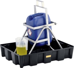Produktbild: Cemo Auffangwanne aus HDPE schwarz mit PE-Rost, Kanister und Abfüllgestell