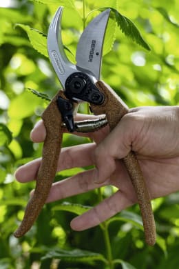 Detailbild: Berger Gartenschere C1200 Länge 220 mm, 260 g, gerader Schneidkopf, auswechselbare Klinge, Korkgriffe