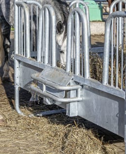 Lifestyle: Patura Heuraufe Compact 2,00 x 2,00 m, 12 Fressplätze Sicherheits-Palisadenfressgitter, für Pferde, Rinder