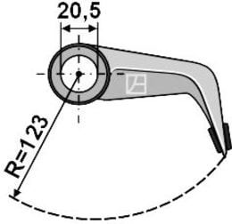 Technische Zeichnung: Industriehof® Hammerschlegel 130 x 50 mm, Ø 20,5 mm, für Mulcher Mulcher Fehrenbach, Sauerburger