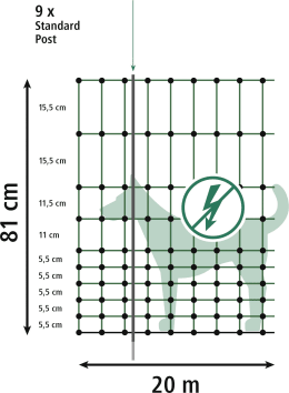 Technische Zeichnung: KERBL Begrenzungszaun Camping Net 80 cm/20 m, nicht stromführend