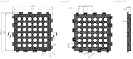 Technische Zeichnung: INB® Paddockplatte 50 x 50 x 5,3 cm, 1 St. für Tierhaltung, Garten- und Landschaftsbau und Bauwesen