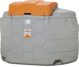 Produktbild: Cemo Cube Outdoor Dieseltankanlage 5.000 l, grau mit orangefarbenem Deckel