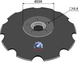 Technische Zeichnung: NIAUX 200 Eggenscheibe 645 x 6 mm, LK 155 mm, gewölbt, gezahnt, für Lemken