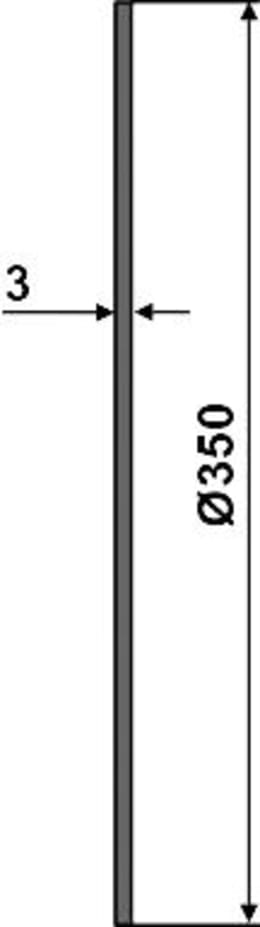 Technische Zeichnung: NIAUX 200 Sechscheibe 350 x 3 mm, LK 80 mm, gerade, glatt, für Huard, Kuhn