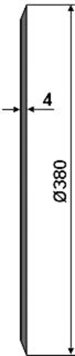 Technische Zeichnung: NIAUX 200 Säscheibe 380 x 4 mm, LK 76 mm, gerade, glatt, für Sämaschine Accord