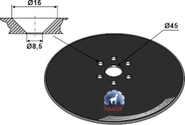 Technische Zeichnung: NIAUX 200 Säscheibe 380 x 4 mm, LK 76 mm, gerade, glatt, für Sämaschine Accord