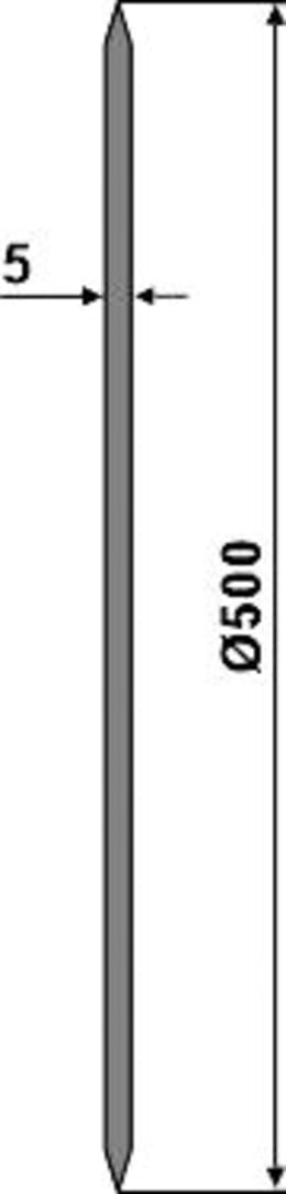 Technische Zeichnung: NIAUX 200 Sechscheibe 500 x 5 mm, LK 100 mm, gewölbt, gezahnt, für Huard, Kuhn