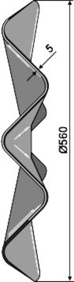 Technische Zeichnung: NIAUX 200 Eggenscheibe 560 x 5 mm, ZB Vierkant, 41 x 41 mm, gewölbt, gewellt, für universal