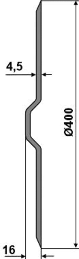 Technische Zeichnung: NIAUX 200 Säscheibe 400 x 4,5 mm, LK 104 mm, gewölbt, gezahnt, für Sämaschine Kerner, Väderstad