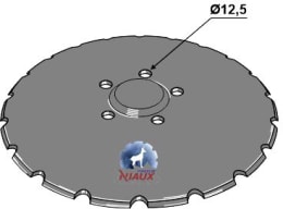 Technische Zeichnung: NIAUX 200 Säscheibe 400 x 4,5 mm, LK 104 mm, gewölbt, gezahnt, für Sämaschine Kerner, Väderstad